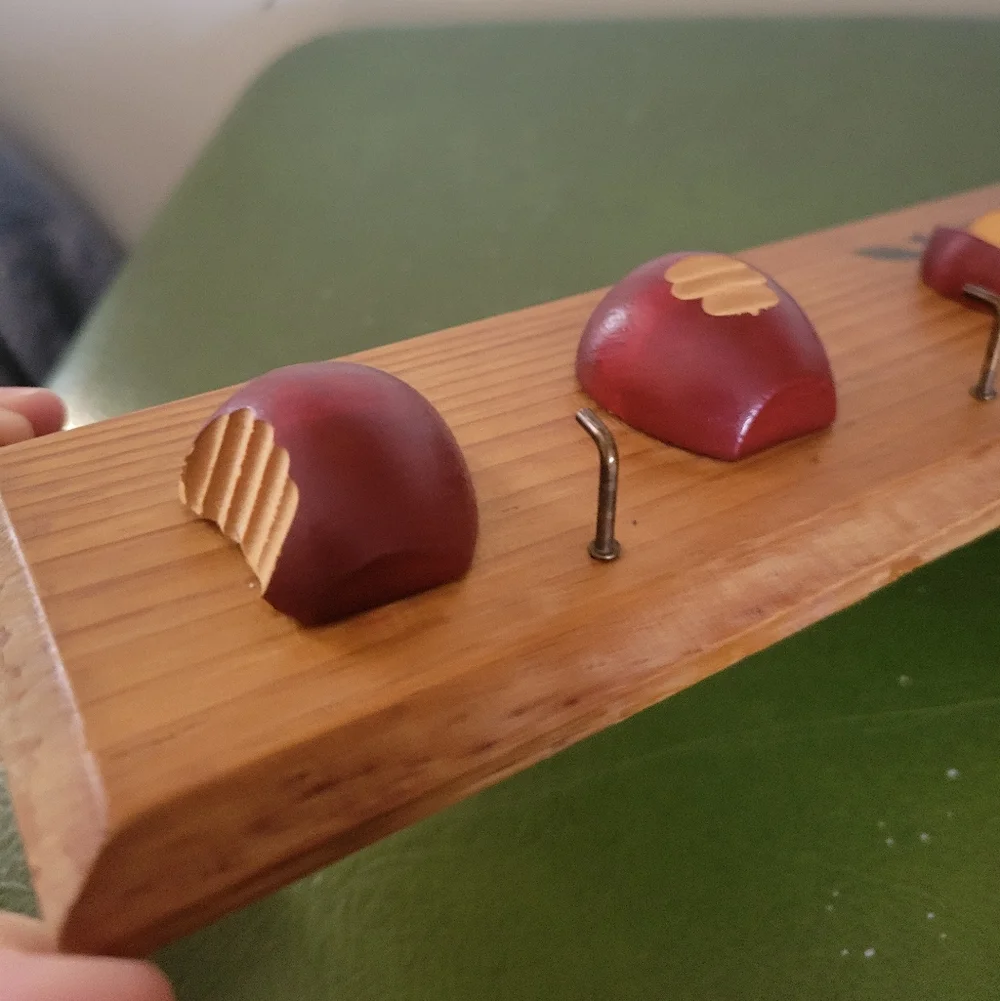 Red Apple Wooden Wall Hook Rack - Rustic Home Wall Decor